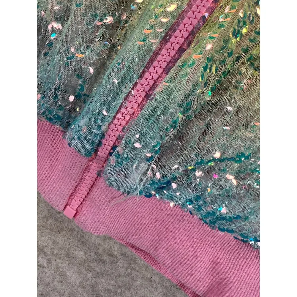 Love and Grow Bejeweled Rainbow Sequin Sparkle Jacket Girls Size 5y